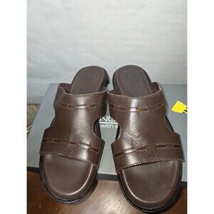 Spring Step Benn Brown Leather Slide Sandals Mens 43 9.5 10 Comfort Casual
